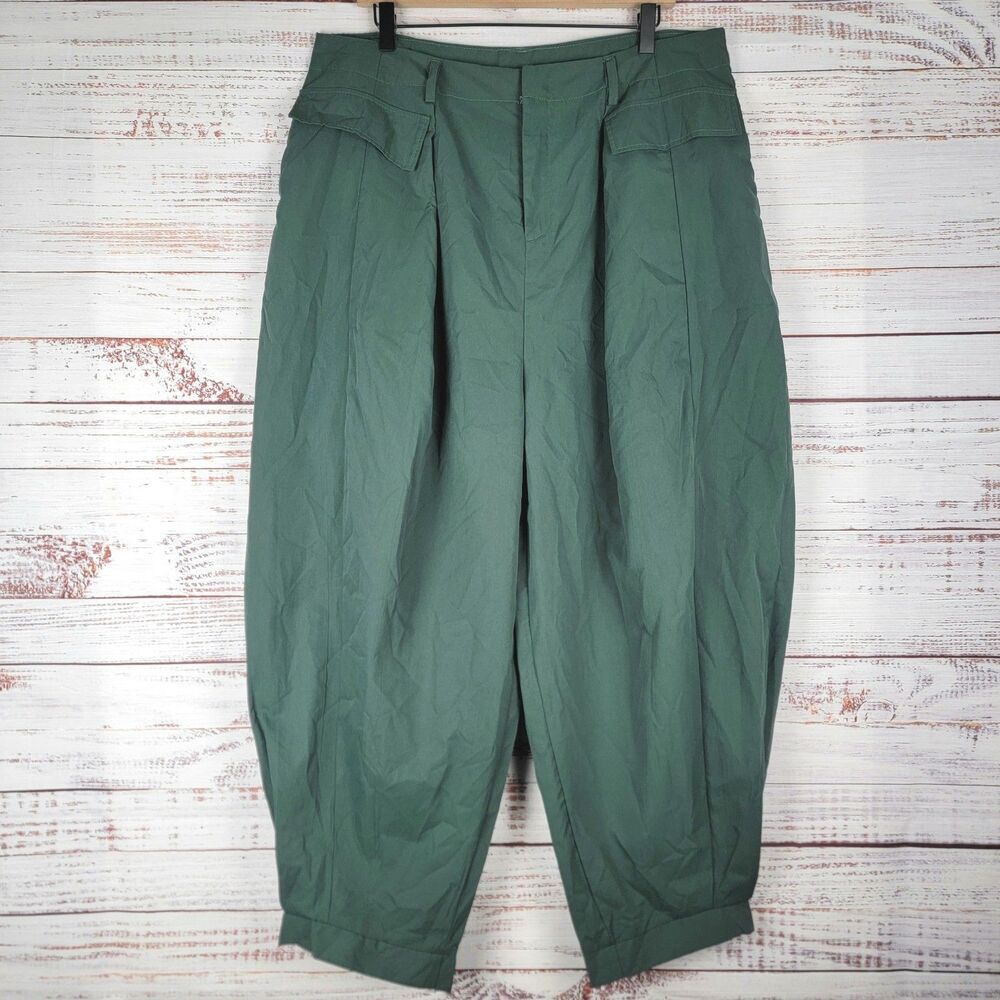 Incerun Mens Wide Pants Size XL Green Baggy Cropped Loose Polyester Lightweight